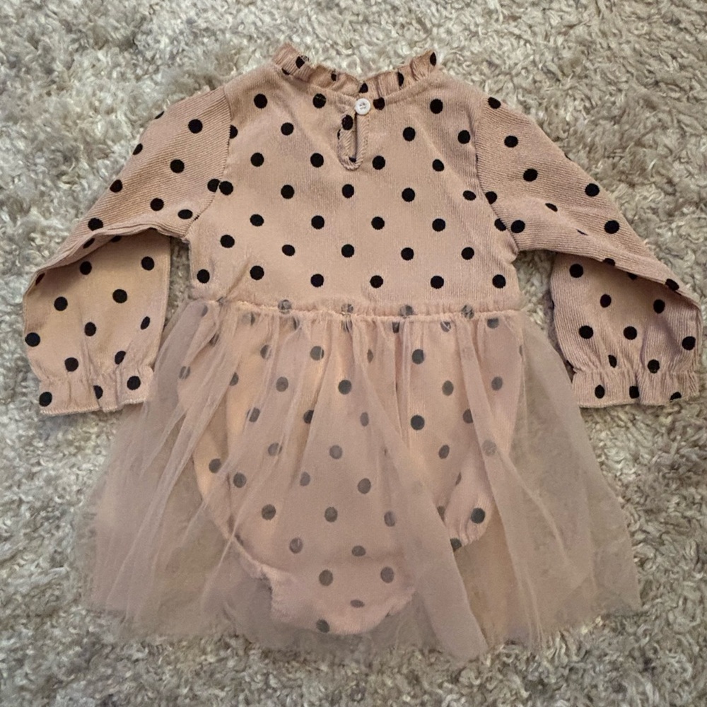 Reverie Threads Blush Pink Polka Dot Baby Dress - 9-12M - Picture 2 of 3